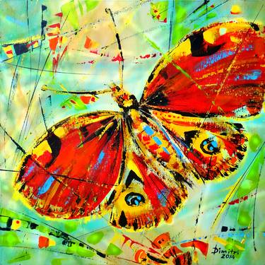 Peacock Butterfly - Limited edition 1/10 enhanced print from acrylic color painting thumb