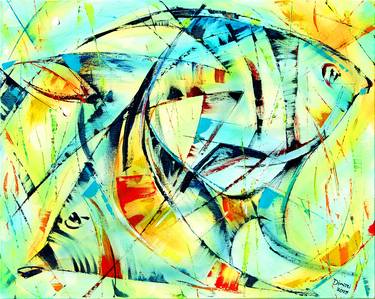 Original Abstract Expressionism Fish Paintings by Dimitri Detchev