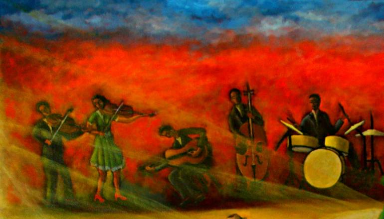 Original Expressionism People Painting by B D