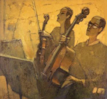 Original Figurative Music Paintings by Ferenc Flamm