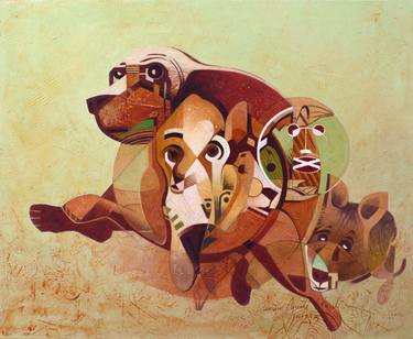 Print of Dogs Paintings by Enrique Agusti