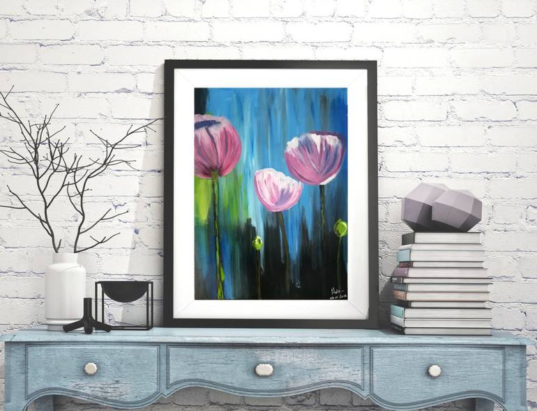 Original Abstract Floral Painting by Hale Ogsuz