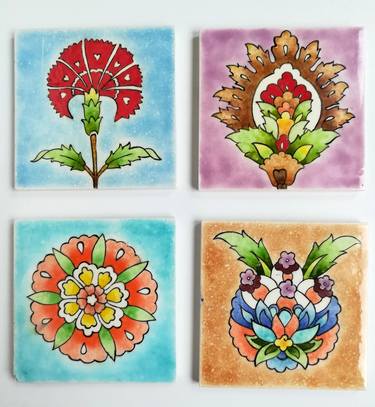 Ceramic Tiles - Four pieces, glazed thumb