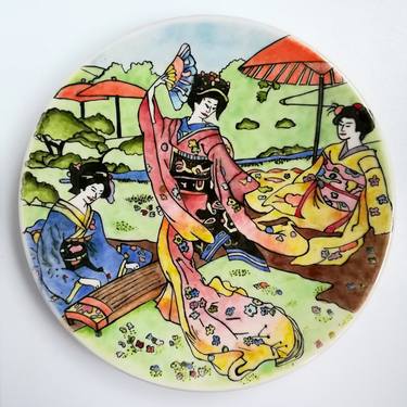 Geishas - Glazed Ceramic Plate thumb