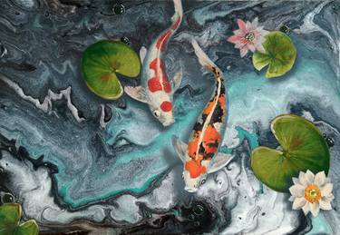 Original Abstract Fish Paintings by Hale Ogsuz