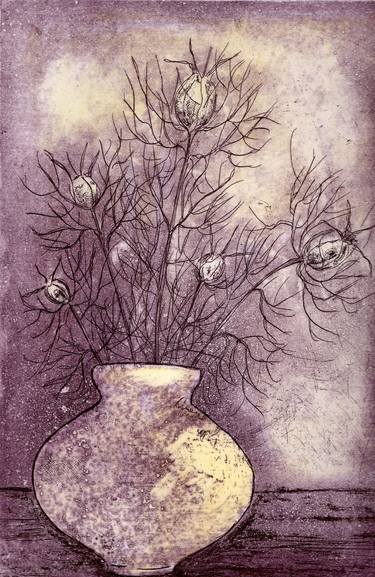 Original Expressionism Floral Printmaking by Louise Stebbing