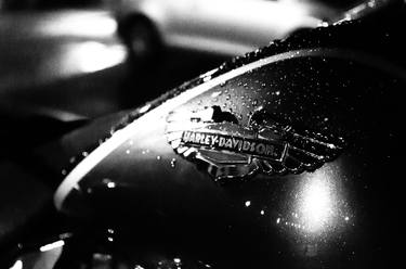 Harley in the Rain Abstract Black and White Photograph thumb