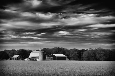 Black and White Barn in Field Rural Landscape thumb