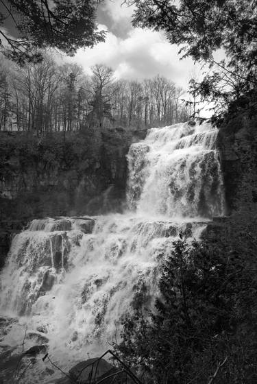 Chittenango Waterfall in Black and White Landscape Photo thumb