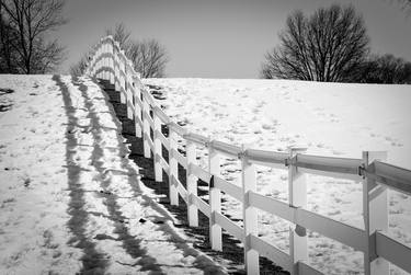 Endless Fences in Black & White Rural Landscape Photograph thumb