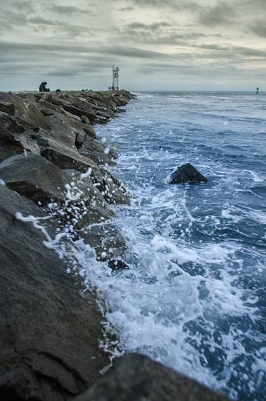 Splashing on the Jetty Coastal Landscape Photograph thumb