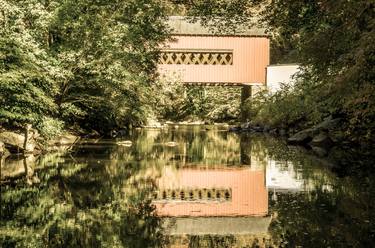 The Reflections of Wooddale Covered Bridge Aged thumb