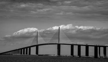 Skyway Bridge Black and White Coastal Landscape Photo thumb