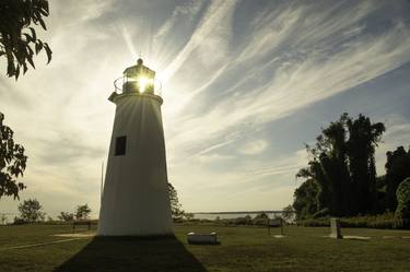 Turkey Point Lighthouse with Sun Flare Horizontal Landscape thumb