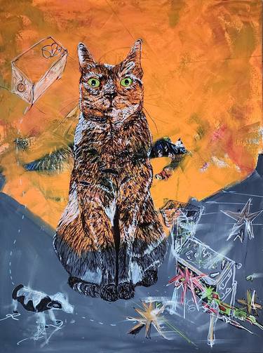 Print of Abstract Expressionism Cats Paintings by Monica Tiulescu