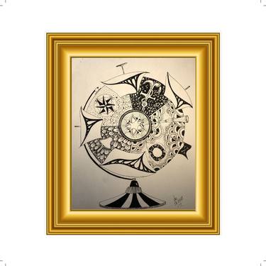 Original Black & White Seascape Drawing by Dodo Art Sutdio