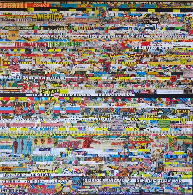 Vintage comics lines Collage by Marion Moulin | Saatchi Art