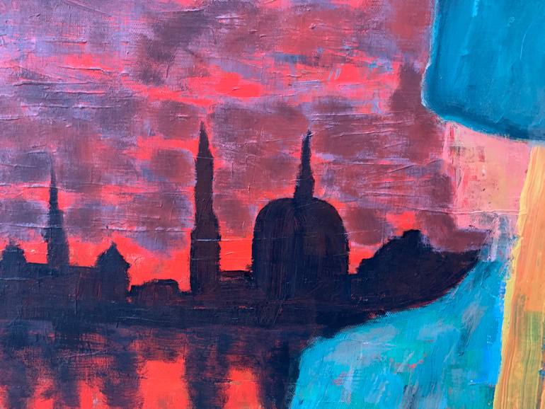 Original Expressionism Cities Painting by Hans Jørgen Henriksen -Dehansi