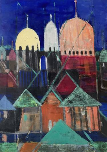 Original Abstract Painting by Hans Jørgen Henriksen -Dehansi