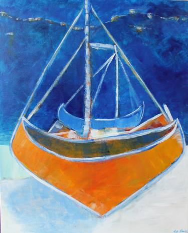 Original Abstract Expressionism Boat Paintings by Hans Joergen Henriksen