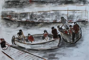 Original Abstract Expressionism Boat Drawings by Hans Joergen Henriksen