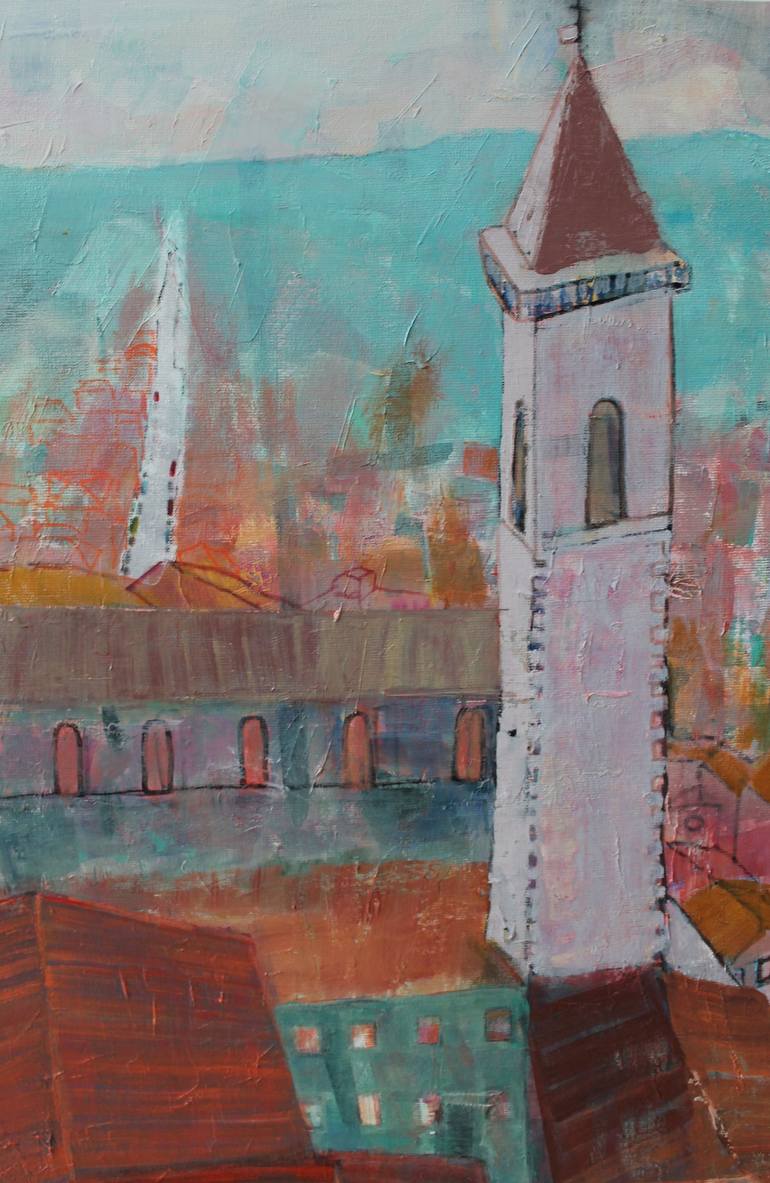 Original Expressionism Cities Painting by Hans Joergen Henriksen