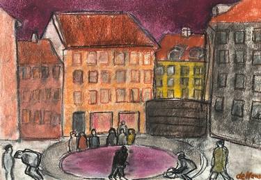 Original Expressionism Cities Drawings by Hans Joergen Henriksen