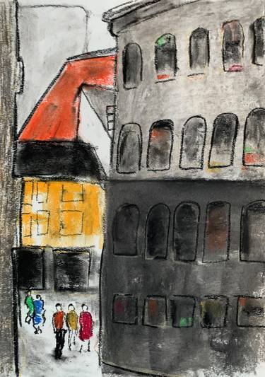 Print of Expressionism Cities Drawings by Hans Joergen Henriksen