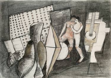 Original Cubism Nude Drawings by Hans Joergen Henriksen