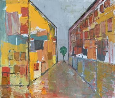 Original Expressionism Cities Paintings by Hans Joergen Henriksen