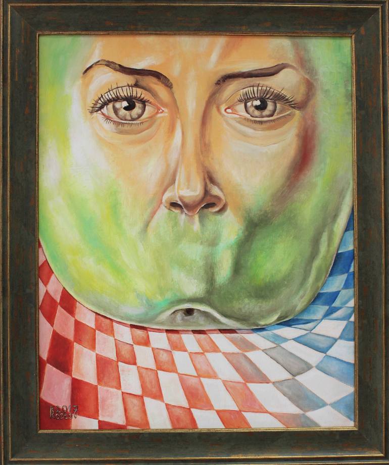 Original Surrealism Portrait Painting by Krasimir Kostov