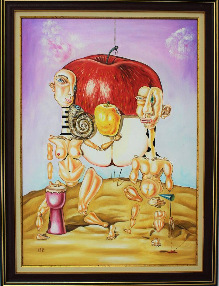 Original Surrealism People Painting by Krasimir Kostov