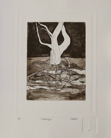 Original Surrealism Tree Printmaking by Liz Gartz