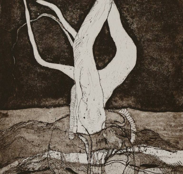 Original Surrealism Tree Printmaking by Liz Gartz