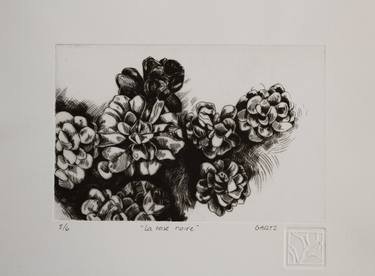 Original Art Deco Floral Printmaking by Liz Gartz