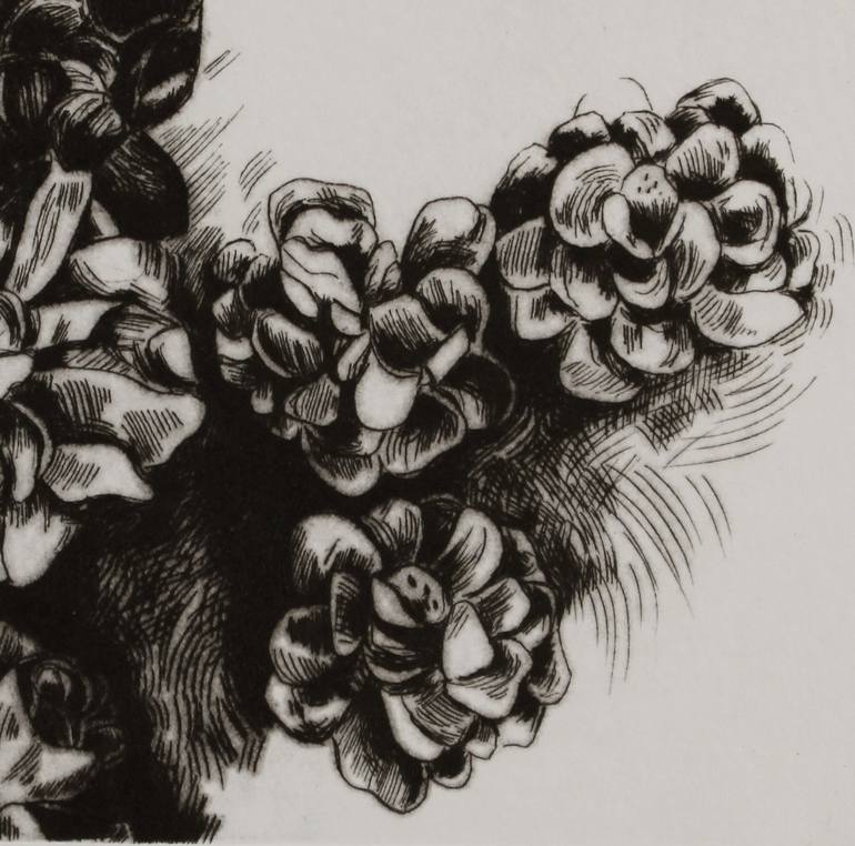 Original Art Deco Floral Printmaking by Liz Gartz