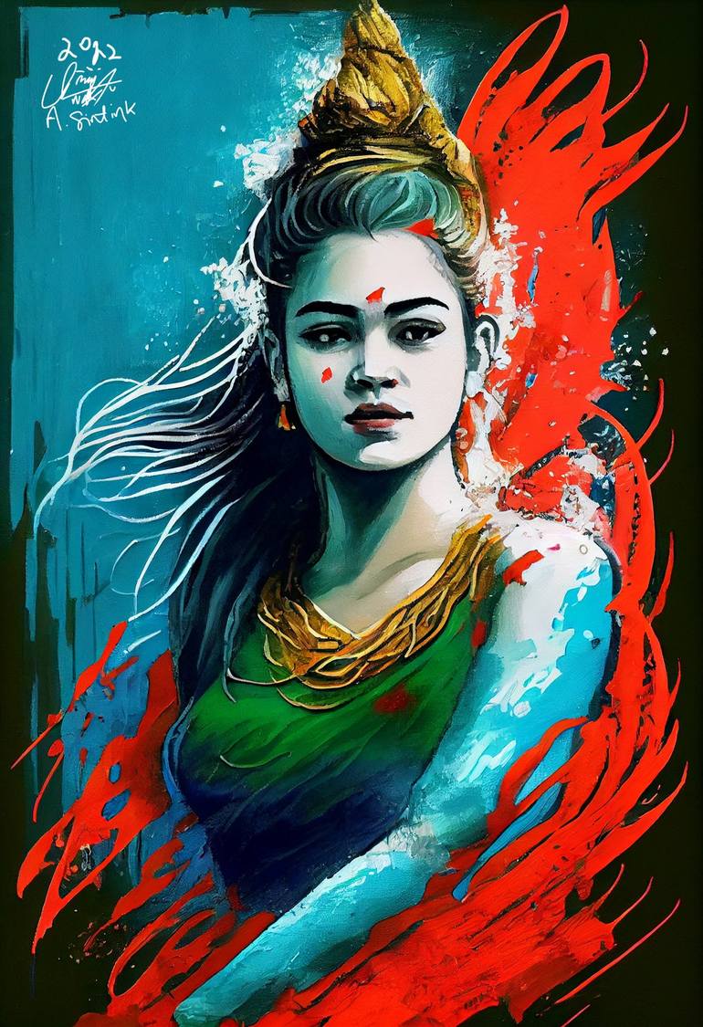 Princess the goddess of the sea Painting by Wahyu Nurcahyo | Saatchi Art