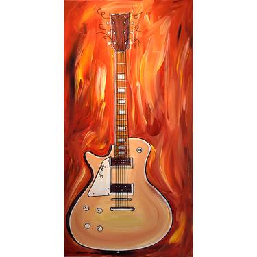 GIBSON LES PAUL Guitar 48x24 Original custom Pop Art Painting by Thomas John thumb