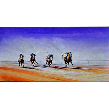 24x48 Custom Original Horse Race Painting Wall art by Thomas John thumb