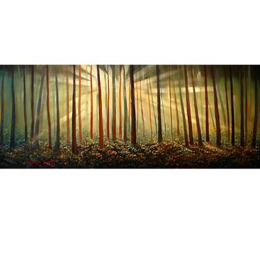 CUSTOM LARGE 24X60X2 ORIGINAL Landscape Painting Sun Trees by T John thumb