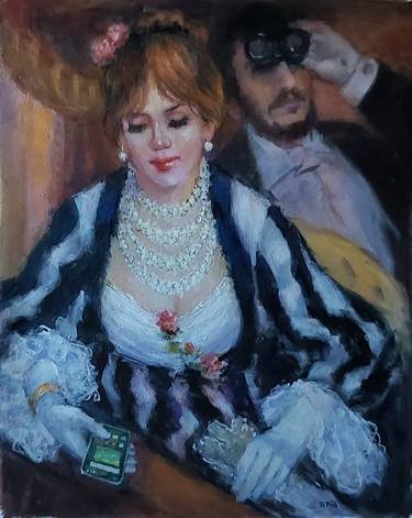 Original Impressionism People Painting by Edit B Toth