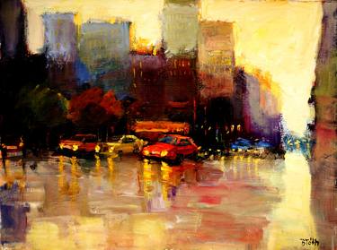 Original Abstract Expressionism Architecture Paintings by Edit B Toth