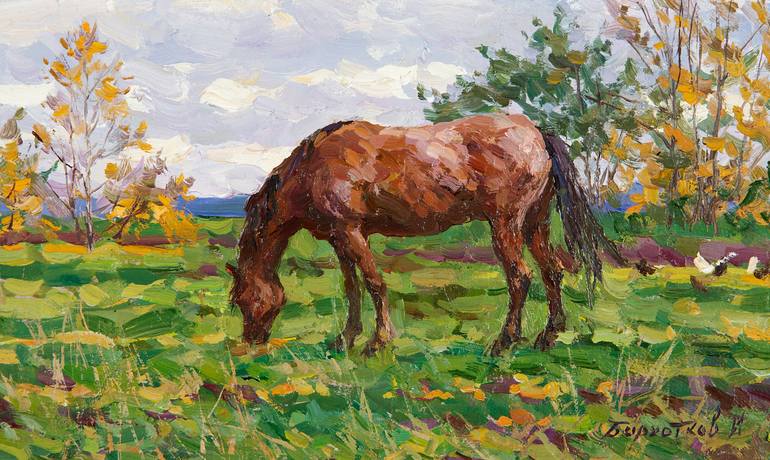 Original Realism Horse Painting by Igor Barkhatkov