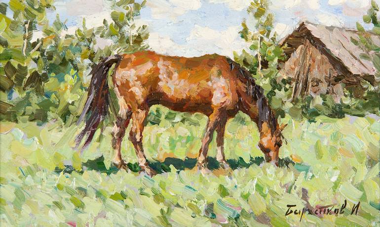 Original Realism Horse Painting by Igor Barkhatkov