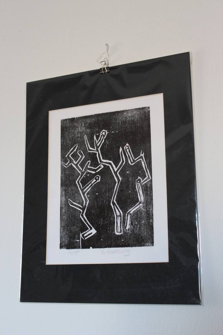 Original Abstract Expressionism Abstract Printmaking by Vladimir Ginzburg