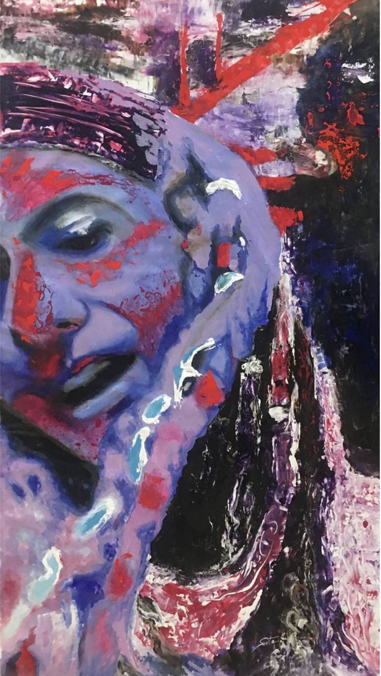 Original Women Painting by S A R I T A Nanni | Abstract Expressionism Art on Canvas | Take me anywhere, I don't care, I don't care, I don't care