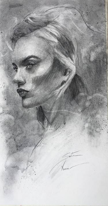 A woman charcoal portrait - thumb