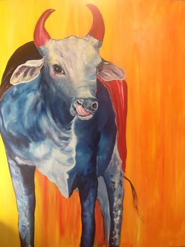Print of Cows Paintings by Jayashree Krishnan