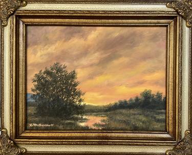 SUNDOWN ON THE BOTTOM MEADOW - oil 12X16 thumb