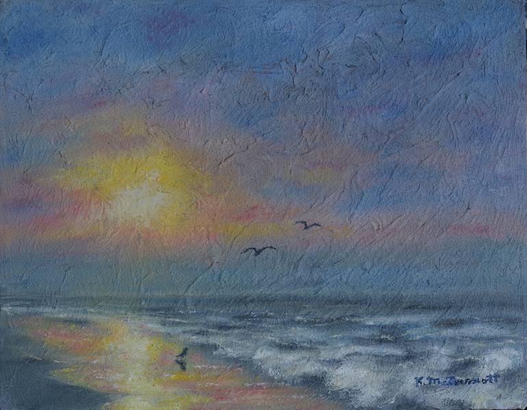 Original Expressionism Beach Painting by Kathleen McDermott